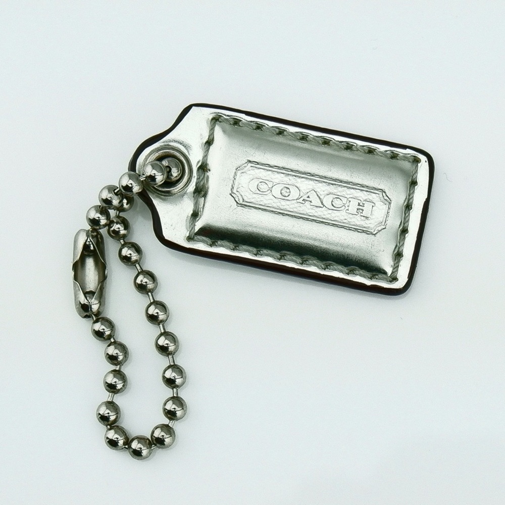 COACH Shiny Silver X-Small hang tag fob charm